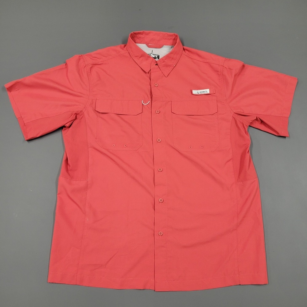 HABIT red short sleeve fishing shirt size L
